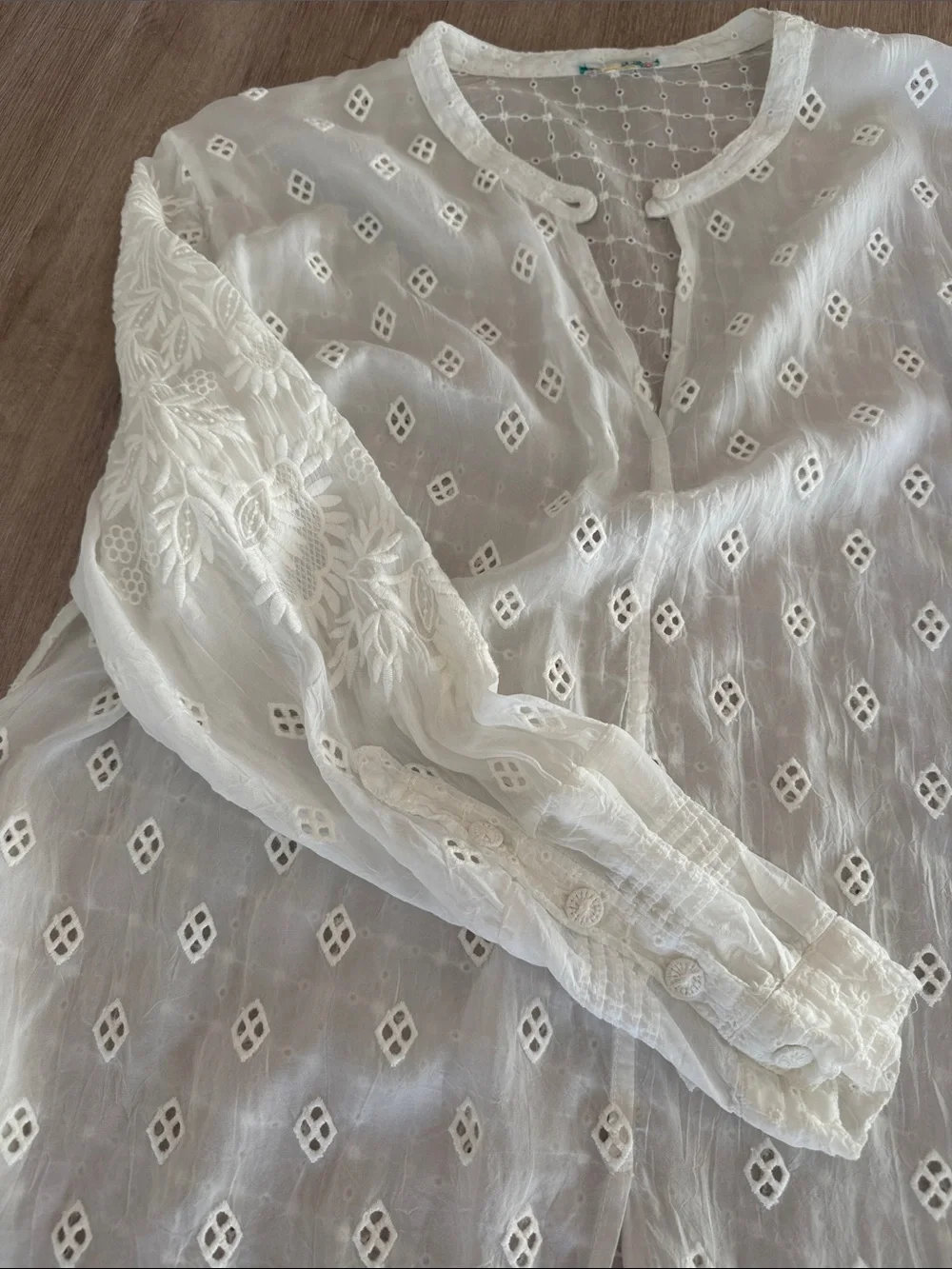 Johnny Was White Eyelet Lace Cotton Blouse Medium - Picture 3 of 6